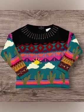 Colorful Southwestern Patterned Sweater by Carole little